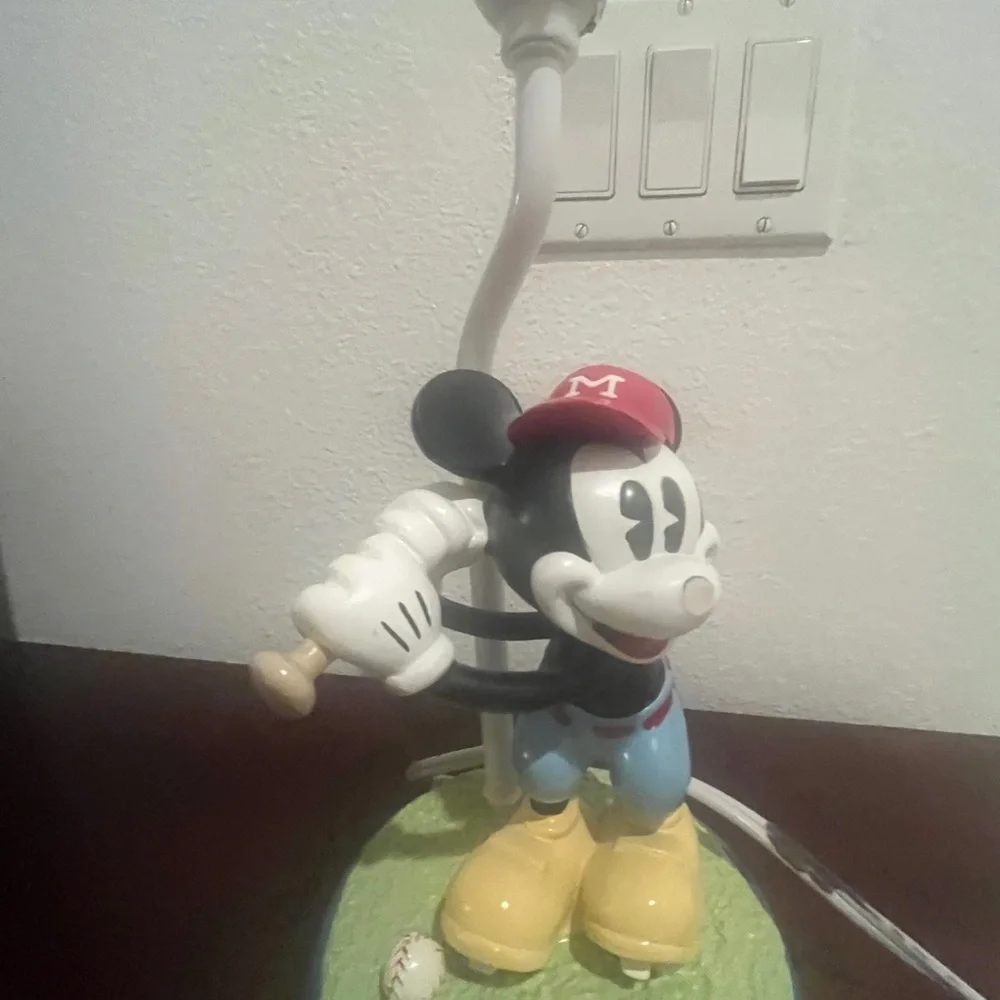 Mickey Mouse Baseball Lamp Kids Room Decor- Works No Shade